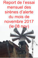 Report de l’essai mensuel des sirènes d’alerte du mois de novembre 2017 (le 08 nov)